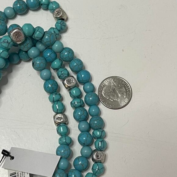 Chico's turquoise dyed stone beads with silver tone signed costume jewelry - Picture 7 of 15